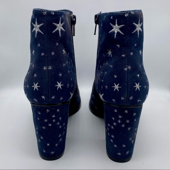 BILLY ELLA Anthro Blue Booties w Silver Embroidered Constellations- Sz 7 - Picture 5 of 13